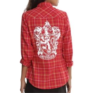 Harry Potter Torrid Gryffindor Red Cotton Plaid Button Up Shirt Large 12 EUC